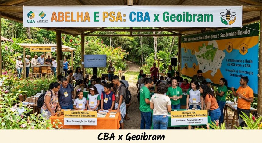 Apicultor brasileiro e suas colmeias, parte do programa de pagamento por serviços ambientais