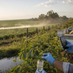 Produtor registra deriva de agrotóxico e coleta amostras próximo a apiário atingido.