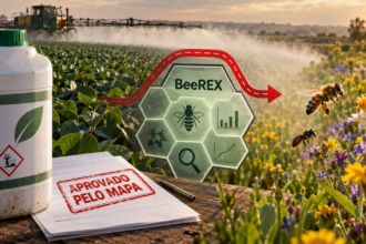 agrotóxico aprovado pelo MAPA; pulverização agrícola; avaliação BeeREX sendo contornada; exposição das abelhas ao risco não avaliado.