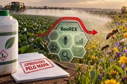 agrotóxico aprovado pelo MAPA; pulverização agrícola; avaliação BeeREX sendo contornada; exposição das abelhas ao risco não avaliado.